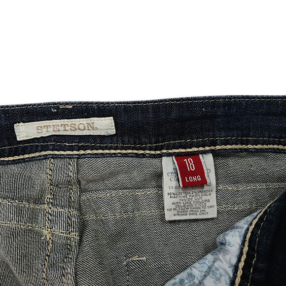 Stetson 816 Classic Bootcut Western Jeans Relaxed Mid Rise Dark Wash 18 Long EUC - Picture 6 of 10